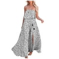 thumbnail image 2 of Wycnly Formal Dresses for Women Sleeveless Tube Top Leopard Print Summer Maxi Dresses Beach Party Sexy Off Shoulder Elastic Waist Slit Swing Dress White xl Under $5, 2 of 7