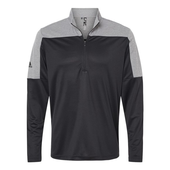 Adidas Mens Lightweight Quarter-Zip Pullover, M, Black Grey Three Melange