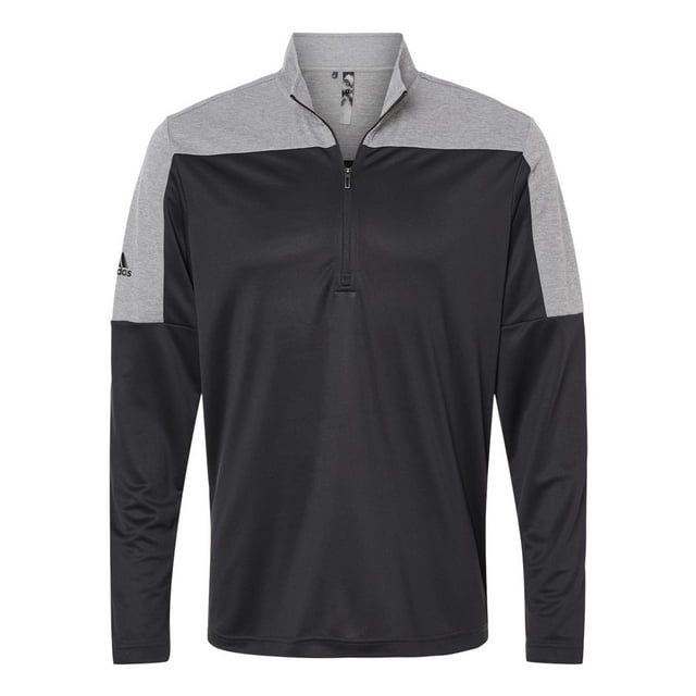 Adidas Mens Lightweight Quarter-Zip Pullover, 2XL, Black Grey Three Melange