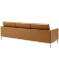 thumbnail image 3 of Loft Tufted Upholstered Faux Leather 3 Piece Set in Silver Tan, 3 of 5