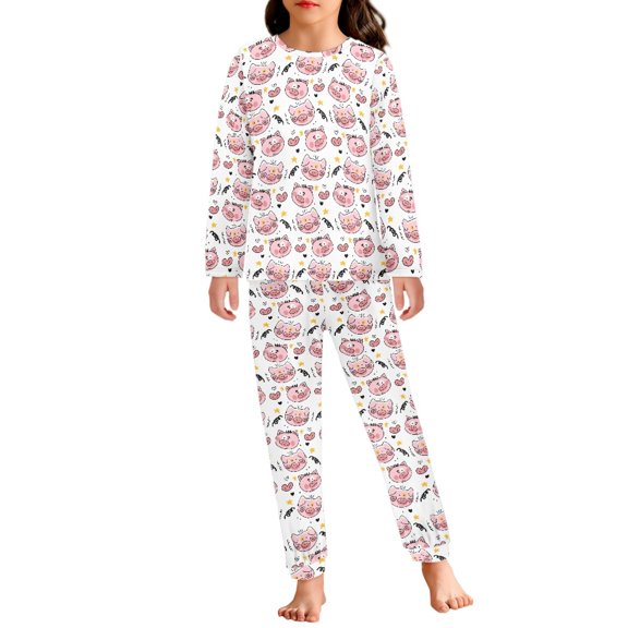 DISNIMO Pink Pig Pajamas Kids Girls 3/4 Pajama Set for Girls 2 Piece Pjs for Kids Boys Pj Sets for Girls Long Sleeve Pajamas for Girls Kids Loungewear Set Girls Sleepwear