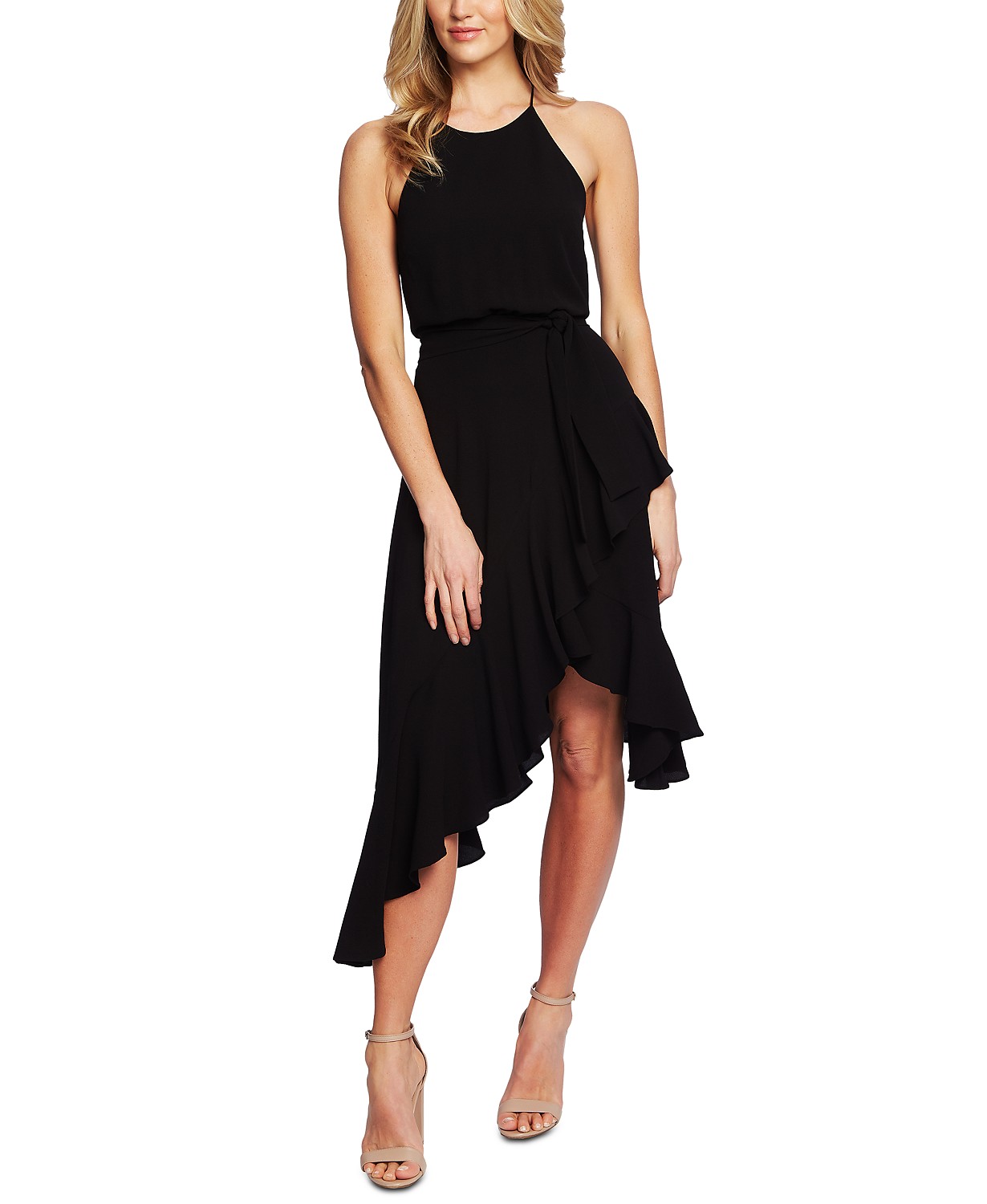Cascading Ruffle Halter Dress 