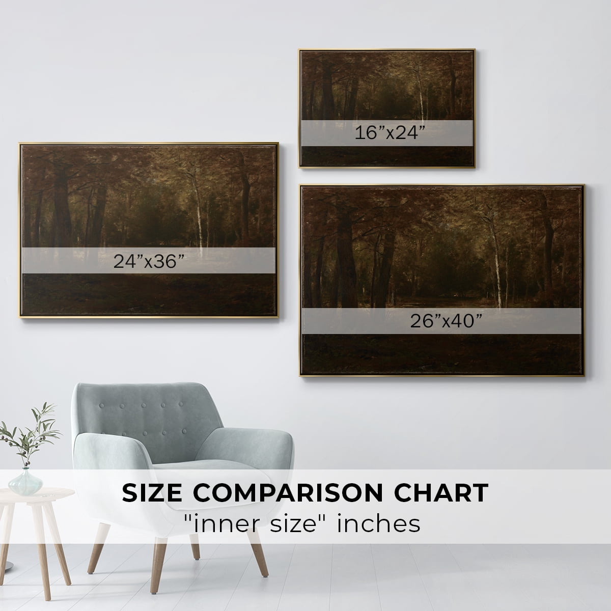 Vintage Landscape-CCCXVII By Wexford Home Framed in Gold Wood Gallery Wrapped Canvas 25 in. x 37 in.