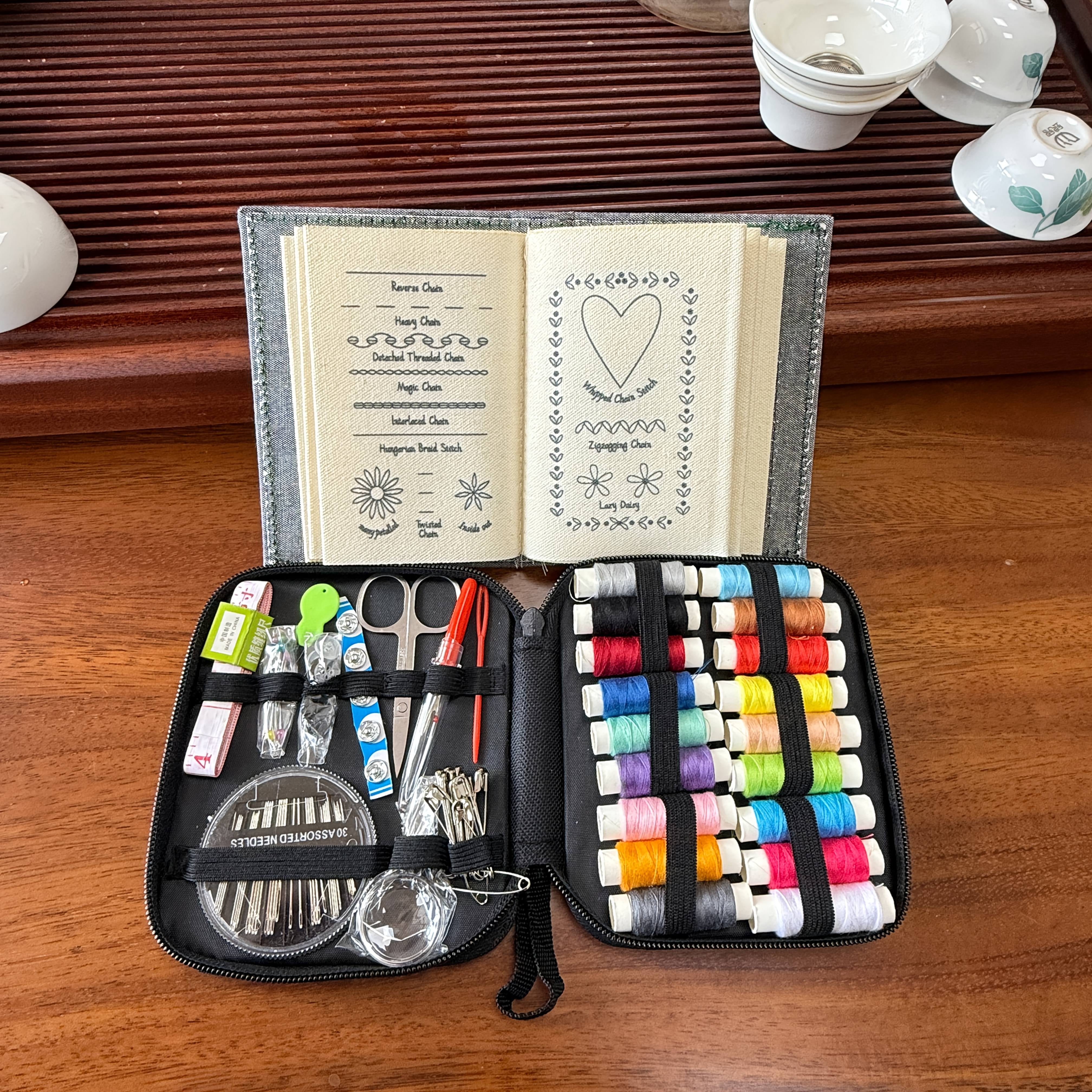 Upgraded Embroidery Stitch Book Kit,Patterns with Tools & Tutorials, 90 PCS Beginner Embroidery Kit, Portable All-in-One Hand Embroidery Book for Adults & DIY Craft Lovers