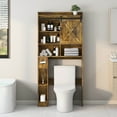 thumbnail image 7 of Vabches Cabinet - Farmhouse Style Over-The-Toilet Cabinet with Sliding Barn Door, Rustic Brown, Space-Saving Toilet Rack for Bathroom, Restroom, Laundry, 7 of 7