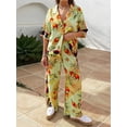 thumbnail image 4 of Yunliwuli Women's 2 Piece Casual Outfits Lemon Print Shirt Tops Wide Leg Pants Sets Streetwear, 4 of 10