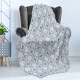 thumbnail image 4 of Geometric Soft Flannel Fleece Blanket, Mosiac Ornament with Hand Drawn Squares Pattern Checkered Grid Design, Cozy Plush for Indoor and Outdoor Use, 50" x 60", Blue Pale Blue Black, by Ambesonne, 4 of 5
