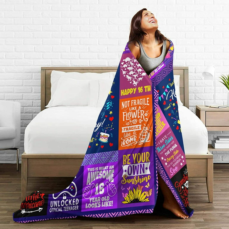 16th Birthday Gifts for Girls, Sweet 16 Gifts for Girls,Sweet 16 Birthday  Blanket 60X50,Birthday Gifts for 16 Year Old Girl,16 Year Old Girl Gift