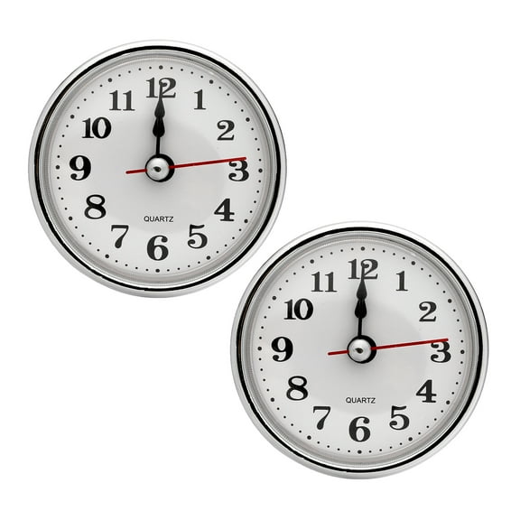 Uxcell 2-1/2 Inch (65mm) Quartz Clock Insert, 2Pcs Arabic Clock Fit 55mm/2.17 inch, Silver Tone
