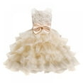 thumbnail image 1 of Girl Flower Dress Kids Ruffles Lace Party Wedding Dresses with Lovely Bow,3-10Y, 1 of 5