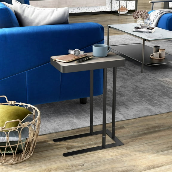 Furniture of America Asher Adjustable Side Table, Light Gray