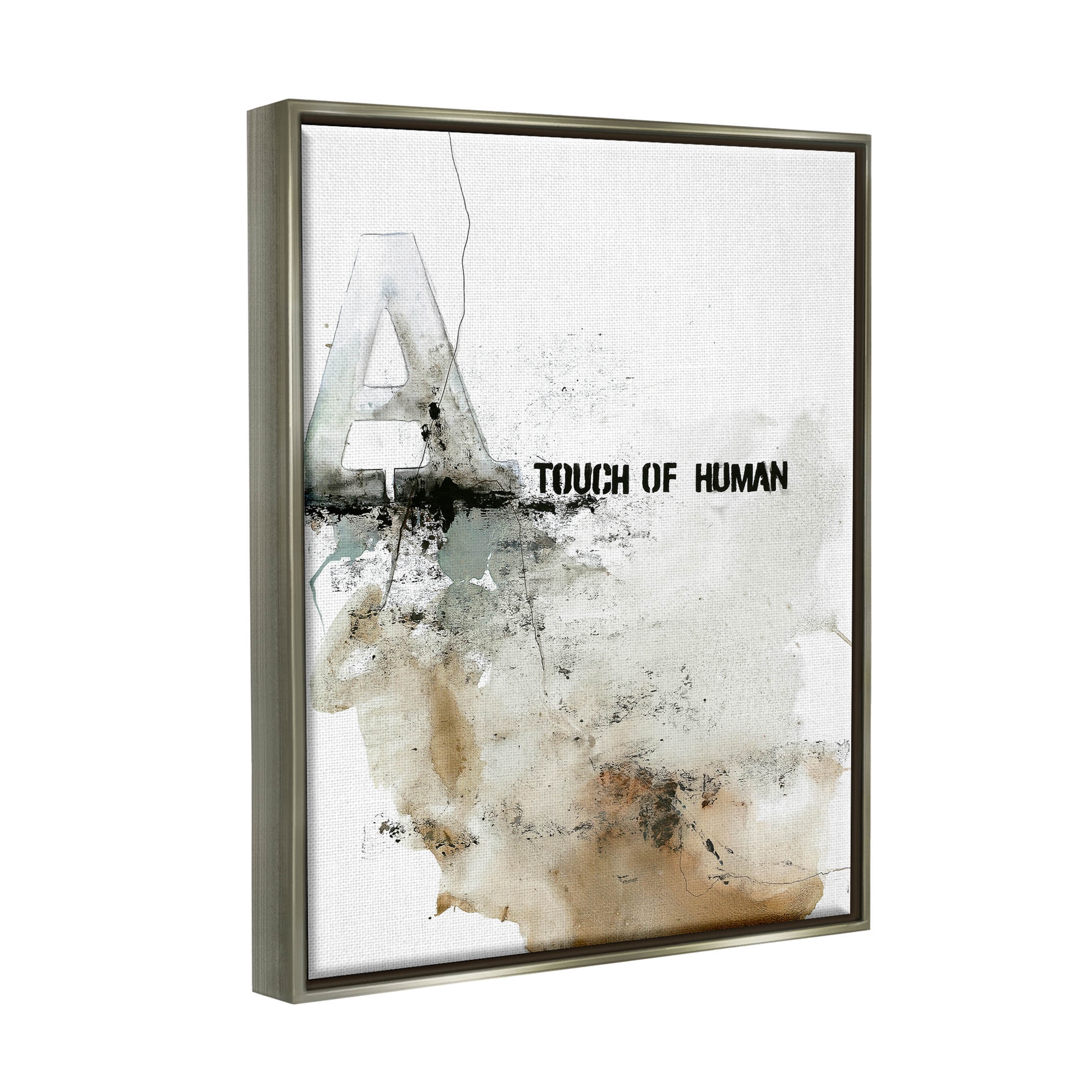 Stupell Industries Urban Abstract Style Typography Collage Graphic Art Luster Gray Floating Framed Canvas Print Wall Art, Design by Design Fabrikken