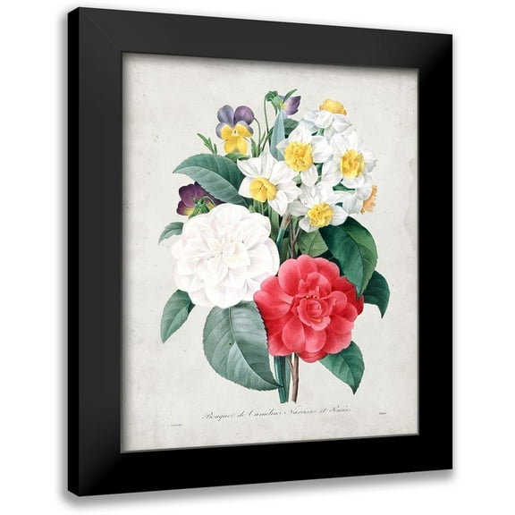 Redoute, Pierre 12x14 Black Modern Framed Museum Art Print Titled - Redoute Bouquet III