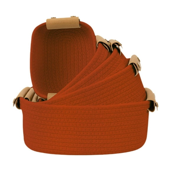 5x cestas tejidas, cesta de cuerda de algodón, organizador, contenedores de almacenamiento decorativos, cestas de estante, cesta de artículos diversos Rojo