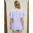 thumbnail image 3 of Fancyglim Women Flutter Short Sleeve Top Summer Crew Neck Tunic Shirt Purple 2XL, 3 of 4