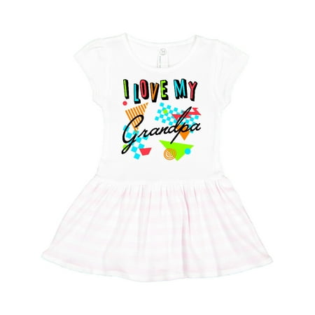 

Inktastic I Love my Grandpa- 80s retro style Gift Toddler Girl Dress