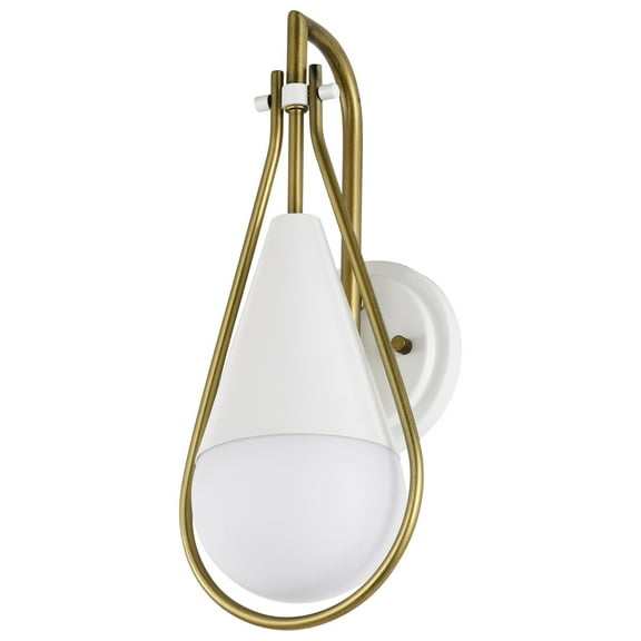 60/7921 Nuvo Lighting Admiral - 1 Light Wall Sconce In Contemporary Style-15.38 Inches Tall and 6.5 Inches Wide-Matte White/Natural Brass Finish