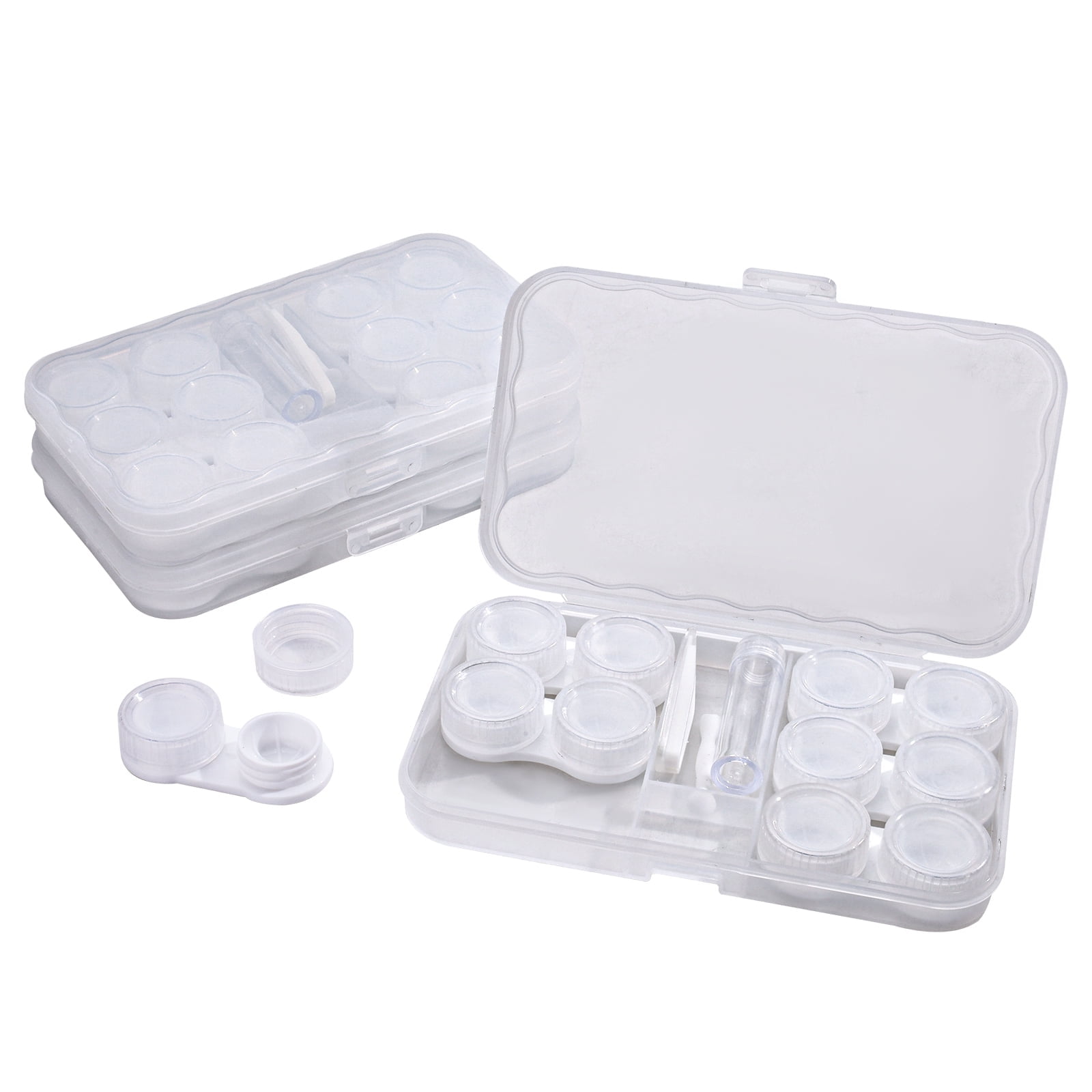 LELE LIFE 18 Pack Clear Contact Lens Case with 3 Storage Box, Leak Proof Eye/Colored Contact Case Soak Container Organizer Holder with Accessories for Travel, Daily, Clear