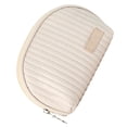 thumbnail image 2 of Estuche de maquillaje de piel sintética color beige con organizador de viaje de gran capacidad para cosméticos y pintalabios, 2 of 8