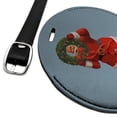 thumbnail image 2 of Christmas Holiday Santa Claus with Dog Cat Wreath Round Leather Luggage Card Suitcase Carry-On ID Tag, 2 of 8