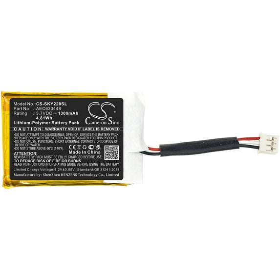 1300mAh Skullcandy AEC633448 Battery for Y22-SK2013008 STAYLOUD Ambush