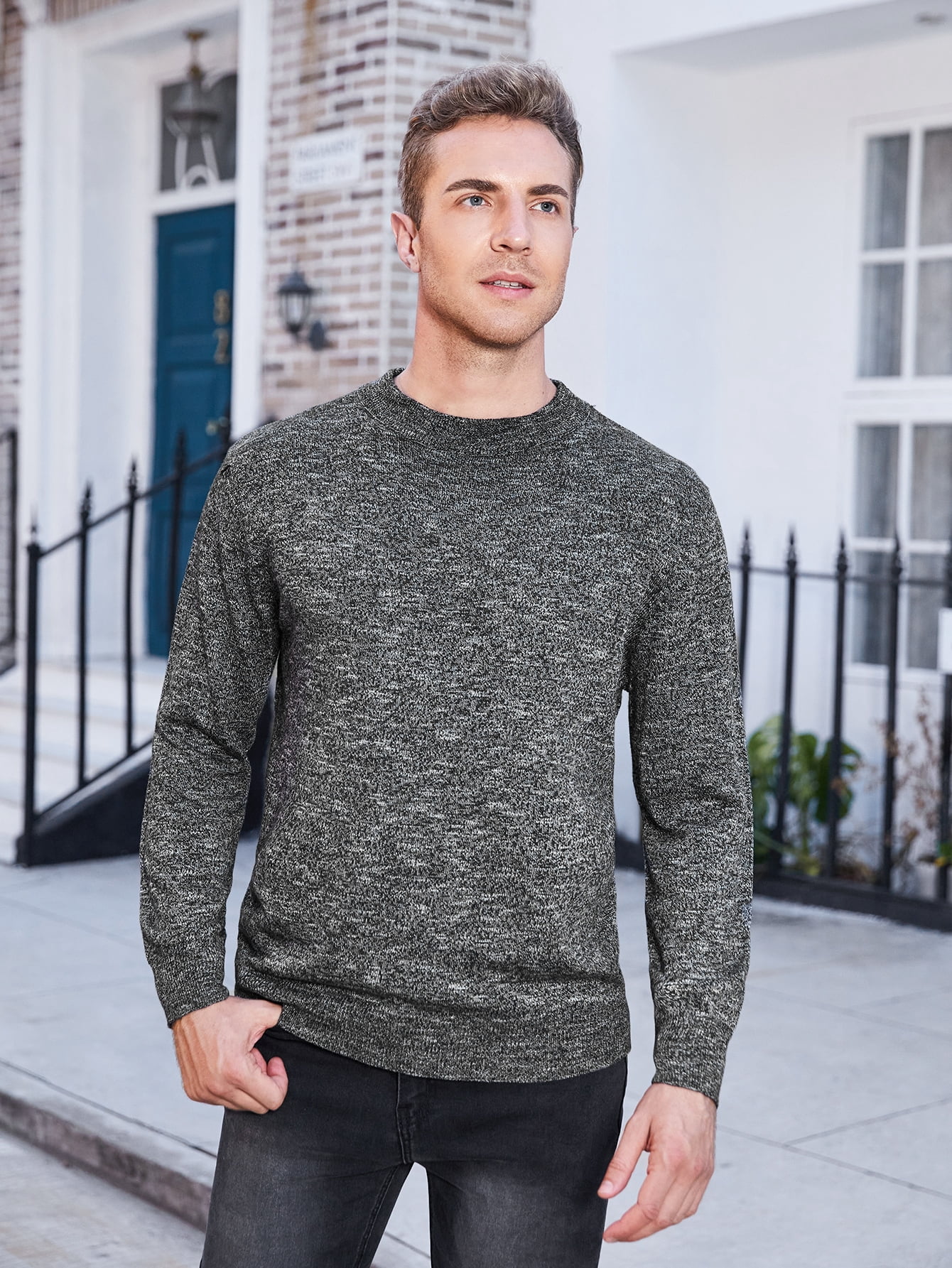 Men Marled Knit Sweater - Walmart.com