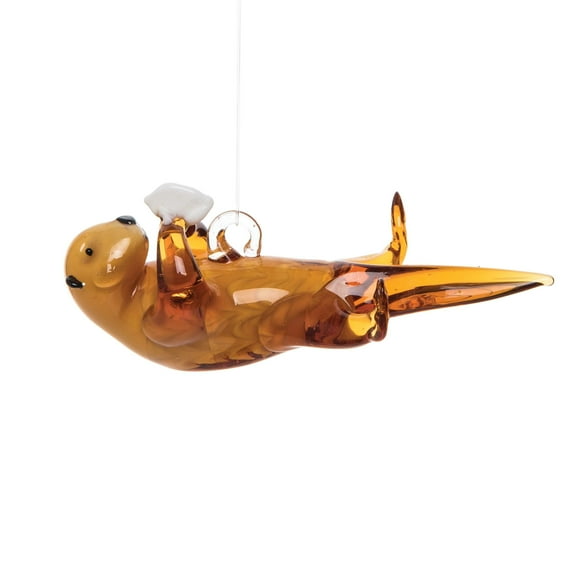 C&F Home Otter Artglass Glass Holiday Christmas Xmas Ornament Brown