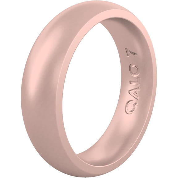 QALO Women's Rose Gold Classic Silicone Ring – Durable Wedding Bands with Flexible Comfortable Fit – Skin-Friendly and Lightweight Design – Size 08