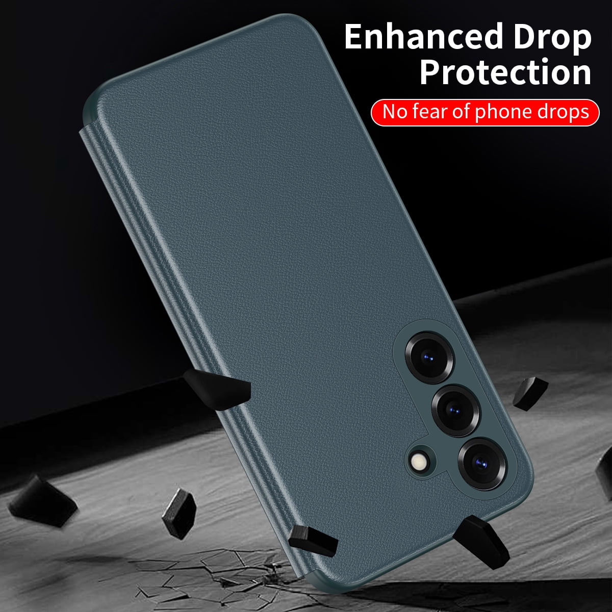 Kryonix for Samsung Galaxy S26 5G 6.3” Phone Case,Protective Cover with Smart Side Screen View,Finger Tap Control,Smart Button,PU Leather Flip Cover,Slim&Tough,Soft Touch,Green