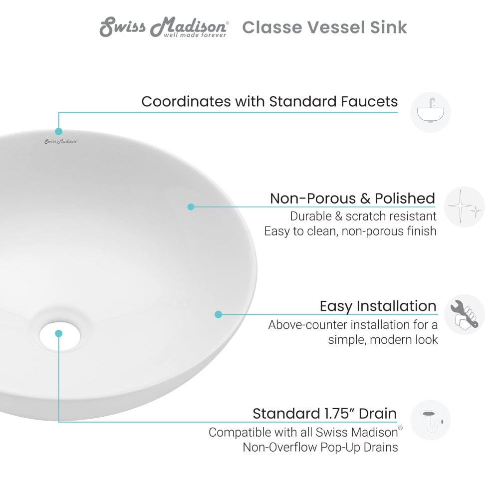 Classe 16 Ceramic Sink in Shiny White
