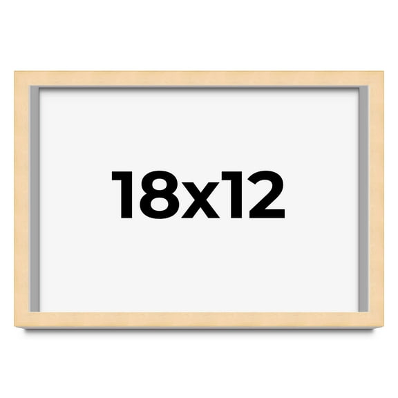 18x12 Frame Natural Wood Picture Frame | 0.75 Inch Moulding Width | with UV Acrylic Plexiglass,