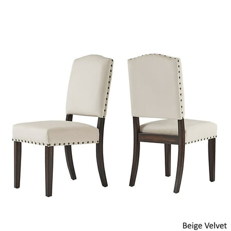 Benchwright Ii Velvet Nailhead Dining Chairs Set Of 2 Beige