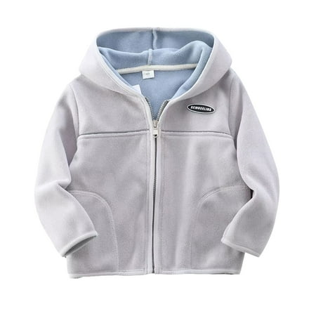 

KBKYBUYZ Boys And Girls Stylish Solid Color Cute Plush Thickening Keep Warm Zipper Hoodie Coat On Sale