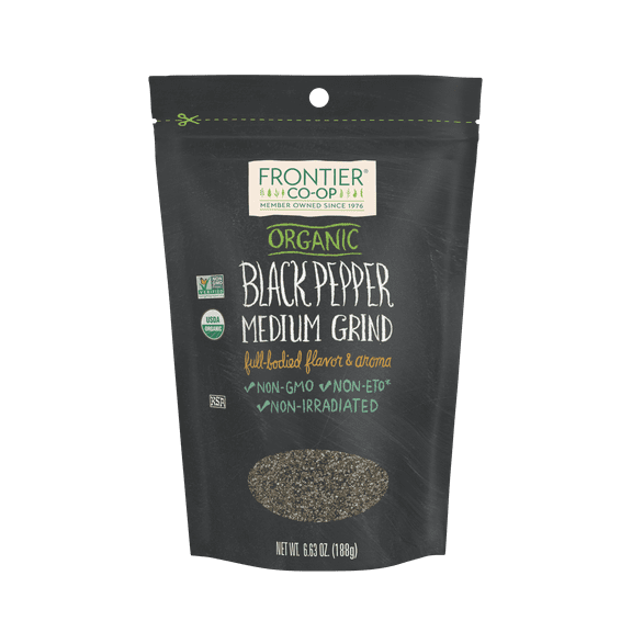 Frontier Co-op Certified Organic Medium Ground Black Pepper, 6.63 oz