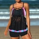 thumbnail image 1 of Trajes de baño Amzcrzy Tankini para mujer, bikini para mujer, talla grande, traje de baño conservador con costuras de encaje, traje de baño dividido, traje de baño negro, 2XL, 1 of 6