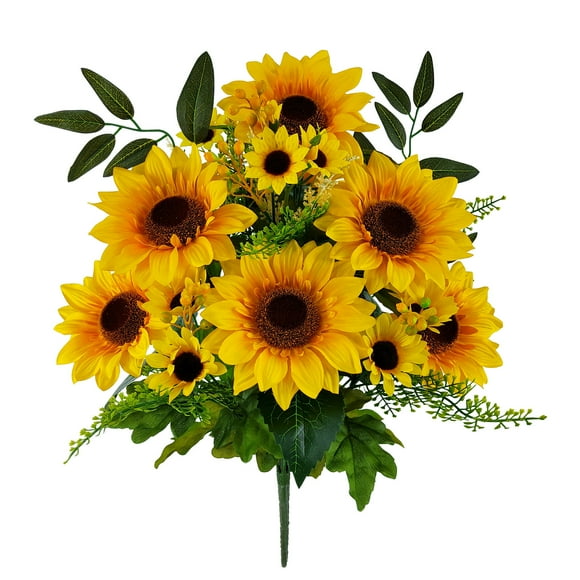 Mainstays 19.5in Outdoor Artificial Floral Bouquet, Yellow Sunflower