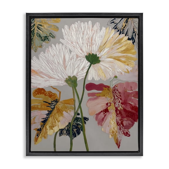 Playful Assumptions Flowers Black Framed Floater Canvas Wall Art, design by Annabelle Hall