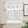 thumbnail image 2 of Christmas Snowflakes Kitchen Curtains and Valances Set, Xmas Winter White Background Rod Pocket Window Valance 18 Inch Window Curtain Panels for Living Room Bedroom Laundry, 27.5x24in, 3 Pieces, 2 of 7