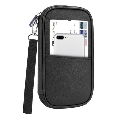 Family Travel Wallet Passport Holder, Fintie RFID Blocking Document Organizer Bag Case w/ Hand Strap Black