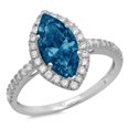 thumbnail image 7 of Halo Engagement Ring for Women - 2.38ct Natural London Blue Topaz in 14K White Gold Promise Ring, 7 of 7