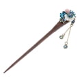 thumbnail image 4 of Women Wooden Hair Stick, Flower Pin, Rhinestone Hair Clip hair Chopsticks, with Blue, 4 of 8