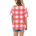 thumbnail image 4 of AUNVITO Girls Short Sleeve T shirt Kids Summer Oversized Plaid Printed Crew Neck Tops Casual Basic Tee 5-14Years, 4 of 8