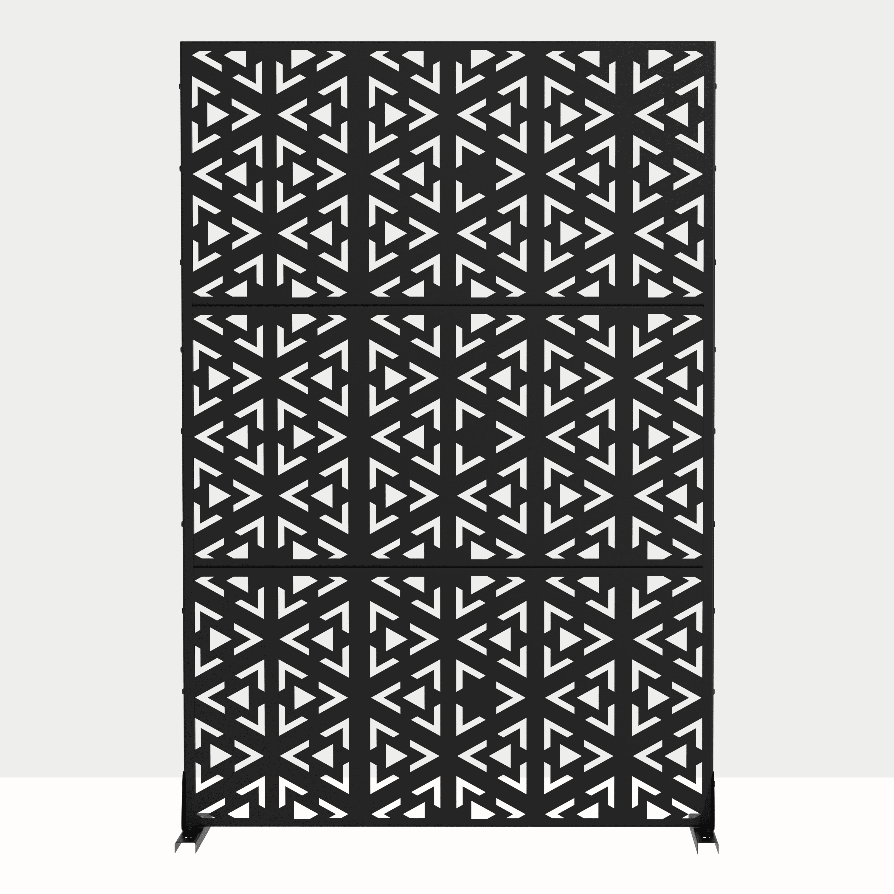 MAYEERTY 72"x47"x16" Outdoor Privacy Screen with Stand Metal Balcony Decorative Screen,Black