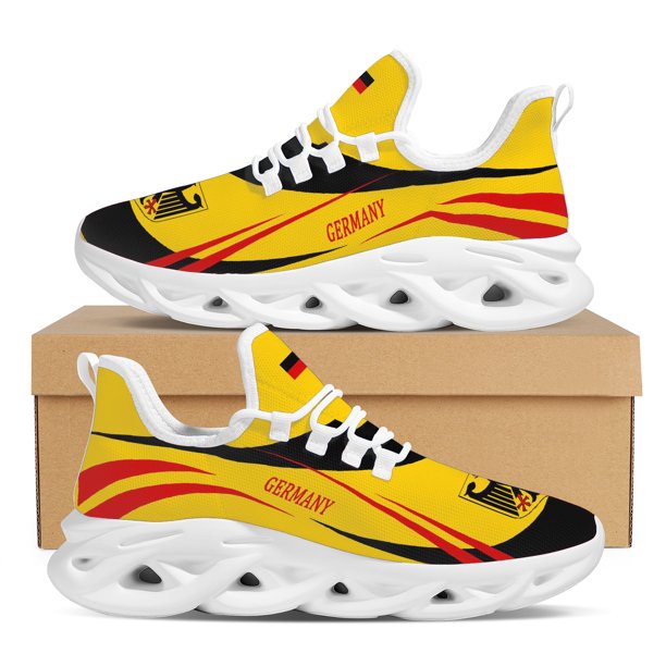 Zapatillas deportivas ligeras y transpirables con estampado de la bandera alemana y emblema nacional, ideales para caminar al aire libre, con hilo de tejer.