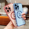 thumbnail image 4 of for iPhone 15 ProMax Case Compatible with MagSafe Cute Rose Flower Magnetic Phone Case for Women Luxury Plating Camera Lens Cover Soft Silicone Shockproof 15 Pro Max Case 6.7" (Pink), 4 of 12