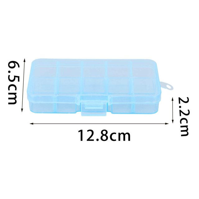 10 Grid Plastic Jewelry Removable Plastic Compartment Container Plastic Storage Box Beads Earring Container Blue