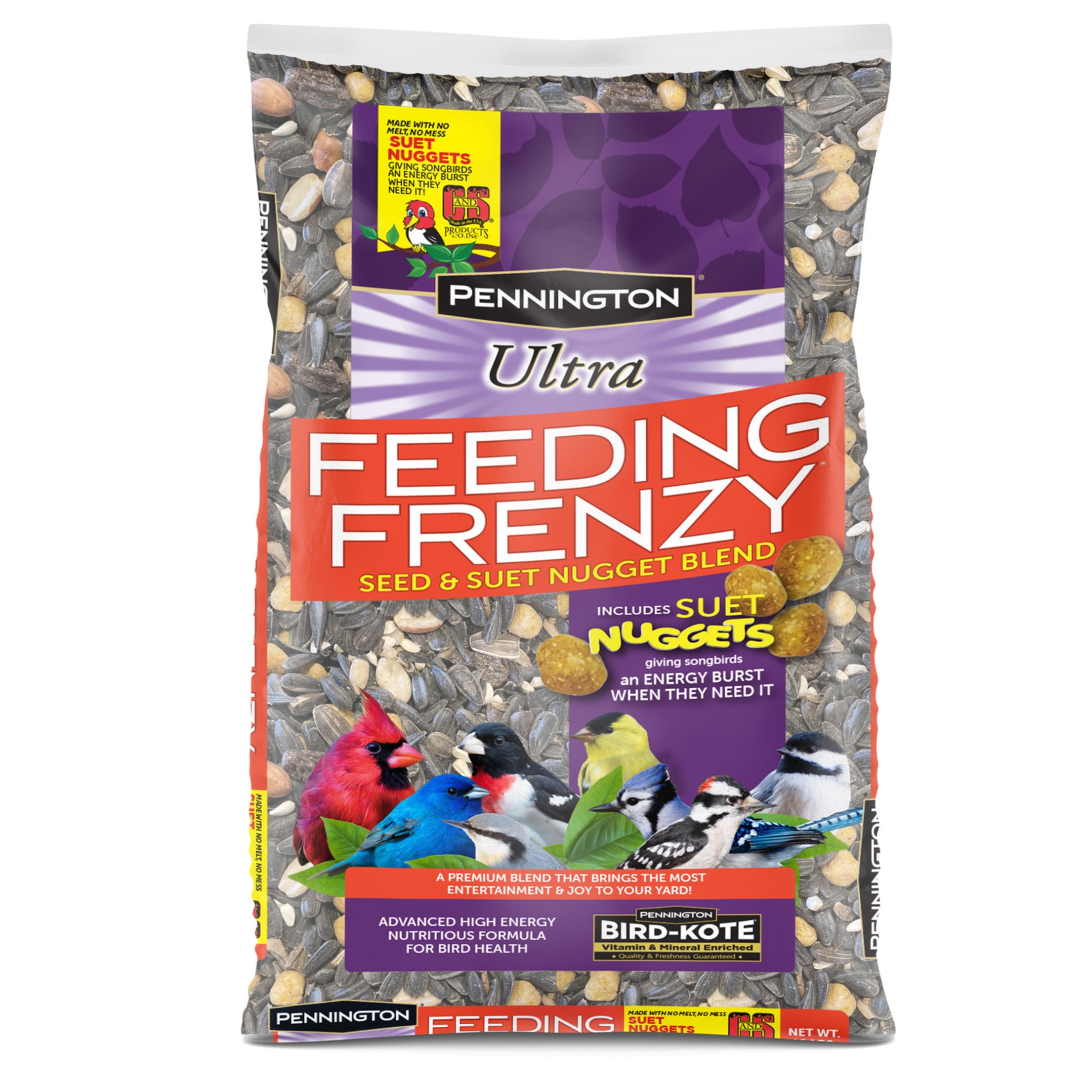 (4 pack) Pennington Ultra Feeding Frenzy Blend Dry Wild Bird Feed and Seed, 2.5 lb. Bag, 1 Pack