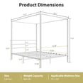 thumbnail image 3 of SuperDeal Full Size Canopy Bed Frame Metal Slats 800lbs Mattress Foundation W/Headboard & Under Bed Storage, No Box Spring Needed, White, 3 of 10