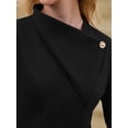 thumbnail image 4 of DARING DIVA Women's Elegant Pencil Dress Lapel V Neck Long Sleeve Dress S Black, 4 of 6