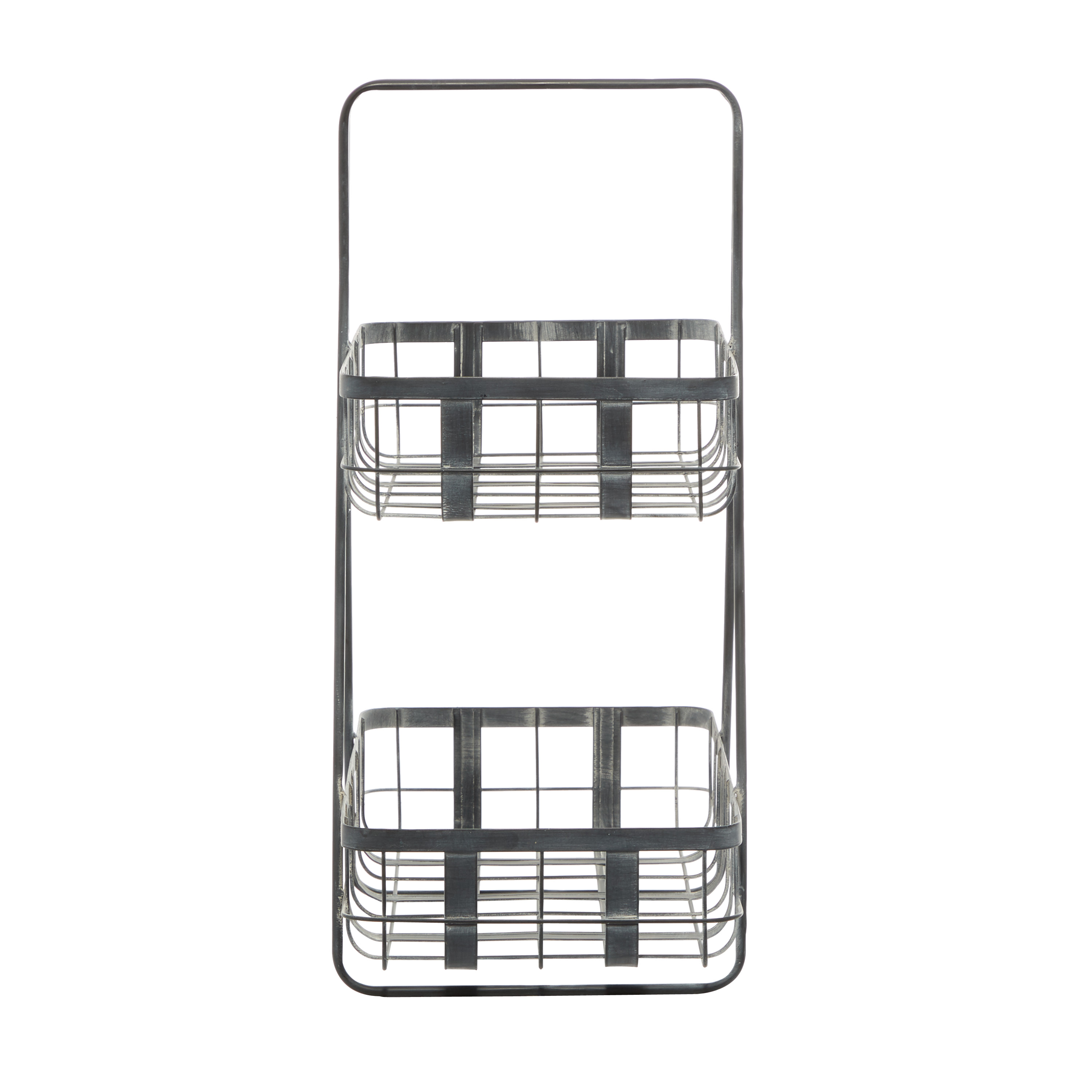 DecMode 18" x 23" Gray Metal Grid Storage Basket, 1-Piece